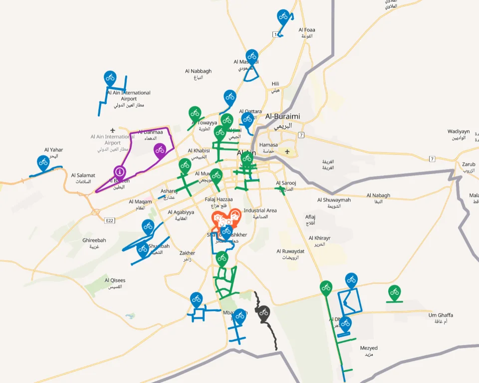 Al Ain Cycling Tracks Map
