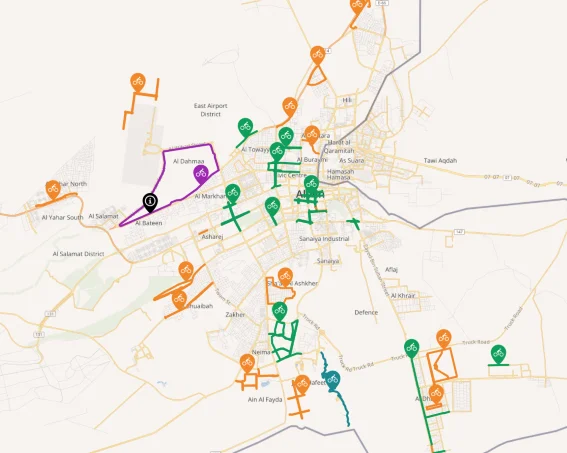 Al Ain Cycle Lanes Map